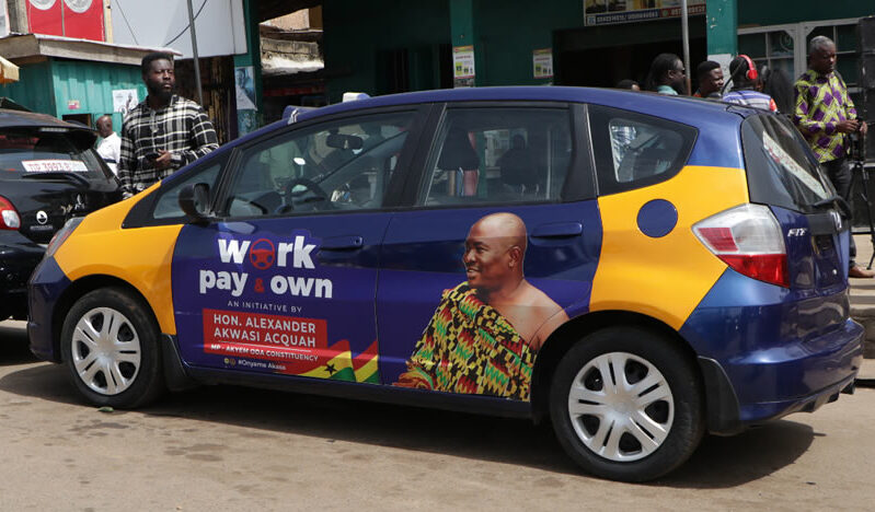 Akim Oda NPP MP gives out 10 work, pay and own taxis in fulfilment of election promise